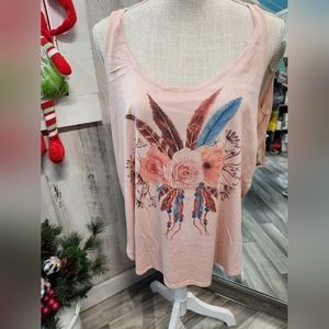 Ladies Peach Flowy Tank